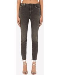 Dolce & Gabbana - Low-Rise Jeans With Raw-Cut Waistband - Lyst