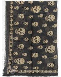 McQueen - Skull Print Modal Silk Scarf - Lyst