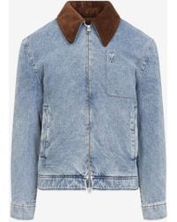 Ami Paris - Ami De Coeur Washed Denim Jacket - Lyst