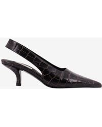 TOTEME - 60 Croc-Embossed Leather Slingback Pumps - Lyst