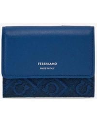 Ferragamo - Tri-Fold Compact Leather Wallet - Lyst
