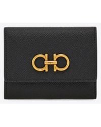 Ferragamo - Gancini Tri-Fold Leather Wallet - Lyst