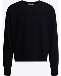McQueen - Logo Embroidered Crewneck Sweatshirt - Lyst