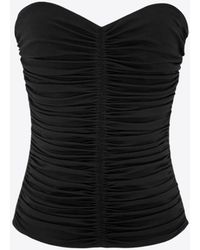 Saint Laurent - Strapless Gathered Fitted Top - Lyst