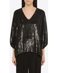P.A.R.O.S.H. - V-Neck Sequined Blouse - Lyst