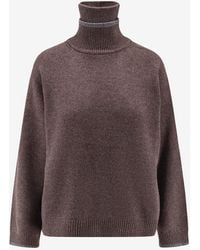 Brunello Cucinelli - Ribbed High-Neck Sweater - Lyst