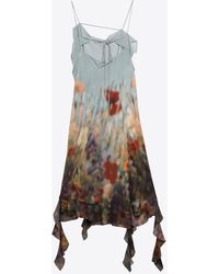 Acne Studios - Blurred Print Asymmetric Midi Dress - Lyst