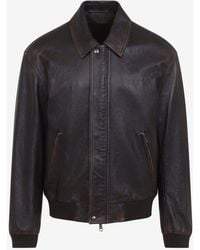 Prada - Vintage Leather Bomber Jacket - Lyst