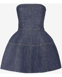 Fendi - Strapless Denim Mini Dress - Lyst