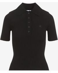 Courreges - Short-Sleeved Rib Kit Polo Sweater - Lyst