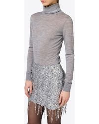 Elisabetta Franchi - Roll Neck Semi-Sheer Jumper - Lyst