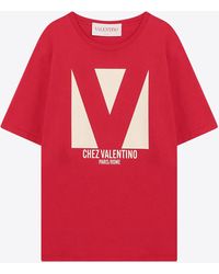 Valentino - Chez Logo Print Crewneck T-Shirt - Lyst