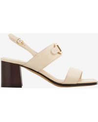 Ferragamo - Lou 55 Slingback Leather Sandals - Lyst