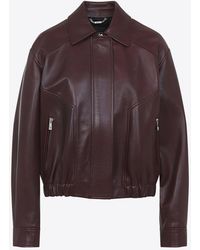 Versace - Zipped Leather Jacket - Lyst