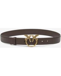 Pinko - Logo Birds Plaque Leather Belt - Lyst