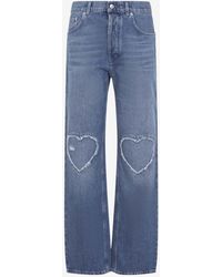Moschino - Mid-Rise Jeans With Heart-Shaped Patches - Lyst
