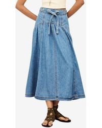 Ba&sh - Lonia Tie-Waist Denim Midi Skirt - Lyst