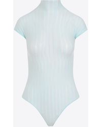 Alaïa - Sheer Stripes Bodysuit - Lyst
