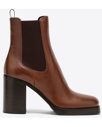 Prada - Brushed Leather 85mm Ankle Boots - Lyst