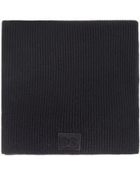 Dolce & Gabbana - Dg Logo Patch Wool Ribbed Scarf - Lyst