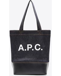 A.P.C. - Axelle Leather And Denim Tote Bag - Lyst