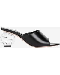 Gucci - 65 Logo Heel Leather Mules - Lyst