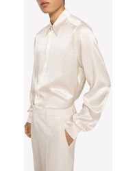 Dolce & Gabbana - Long-Sleeved Satin Silk Shirt - Lyst