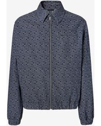 Fendi - Ff Jacquard Zip-Up Denim Jacket - Lyst