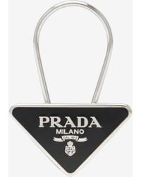 Prada - Enameled Metal Triangle Keyring - Lyst