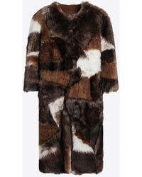 Prada - Patchwork Shearling Coat - Lyst