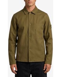 Stone Island - Logo Patched Buttoned Shirt - Lyst