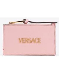 Versace - Logo-Lettering Tag Zip Cardholder - Lyst
