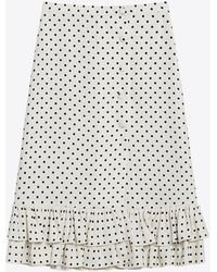Valentino - Polka Dots Ruffled Midi Skirt - Lyst