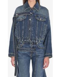 Jean Paul Gaultier - Chest Strap Faded Denim Jacket - Lyst