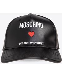 Moschino - Logo Embroidered Leather Baseball Cap - Lyst