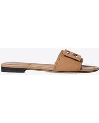 Fendi - Baguette Leather Flat Sandals - Lyst