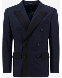 Dolce & Gabbana - Double-Breasted Stretch Wool Tuxedo Jacket - Lyst