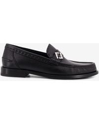 Fendi - Ff Logo Calf Leather Loafers - Lyst