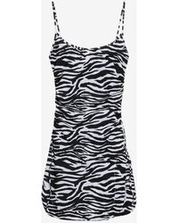 The Attico - Zebra Print Cover-Up Mini Dress - Lyst