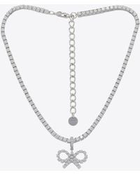 Self-Portrait - Crystal Bow Pendant Chain Necklace - Lyst