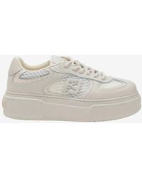 Fendi - Match Leather And Mesh Platform Sneakers - Lyst