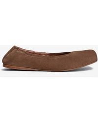 Alaïa - Square-Toe Suede Ballet Flats - Lyst