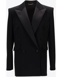 Saint Laurent - Double-Breasted Wool Tuxedo Jacket - Lyst
