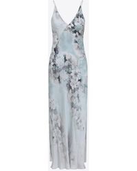Alberta Ferretti - Floral Print Satin Midi Dress - Lyst