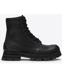 Alexander McQueen - Wander Leather Lace-Up Boots - Lyst