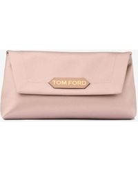 Tom Ford - Small Label Chained Satin Clutch - Lyst