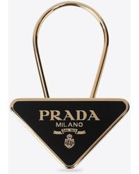 Prada - Enameled Metal Triangle Logo Key-Ring - Lyst
