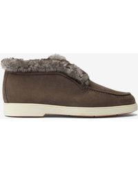 Santoni - Hadeel Leather Loafers With Fur - Lyst