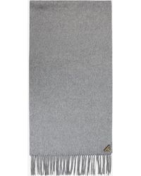 Prada - Triangle Logo Fringed Silk And Cashmere Scarf - Lyst