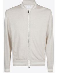 Eleventy - Linen-Blend Zip-Up Bomber Jacket - Lyst